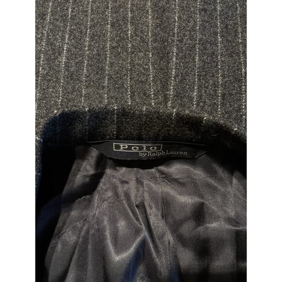 Vintage Polo Ralph Lauren 40R Gray Stripe Wide Lapel Flannel Blazer Sport Jacket - Picture 6 of 15